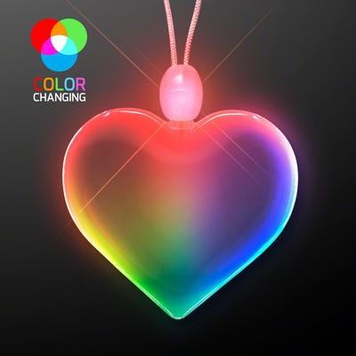 Rainbow Lights Shining Heart Acrylic Necklace - BLANK
