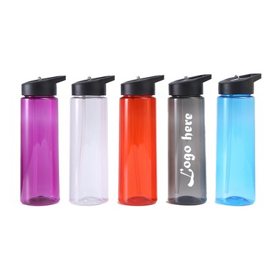 26 oz Plastic Water Bottle Flip Straw Carry Handle Sports
