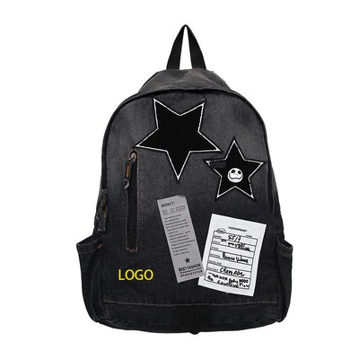 Star-Decorated Ombre Denim Backpack