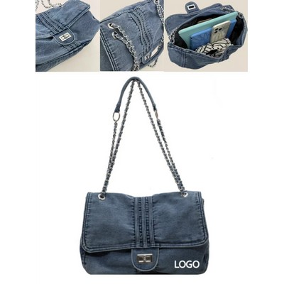 12.5 X 8.7 Inch Women'S Shoulder Bag W/ Metal Chain Strap