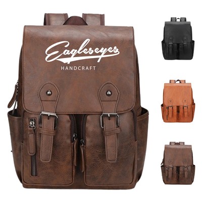 Water-resistant PU Leather Laptop Backpack