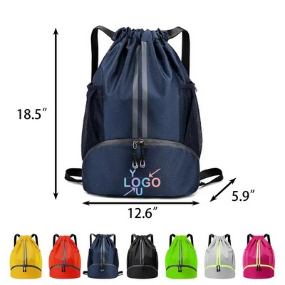 Mesh Pocket Drawstring Backpack