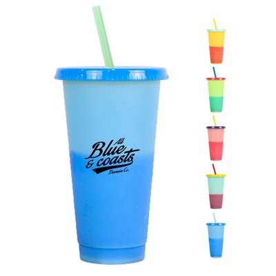 24oz Color Changing PP Tumbler with Straw