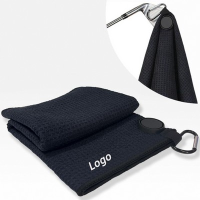Magnetic Waffle Golf Towel with Carabiner
