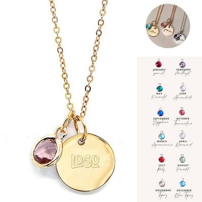 Personalized Stainless Steel Birthstone Necklace