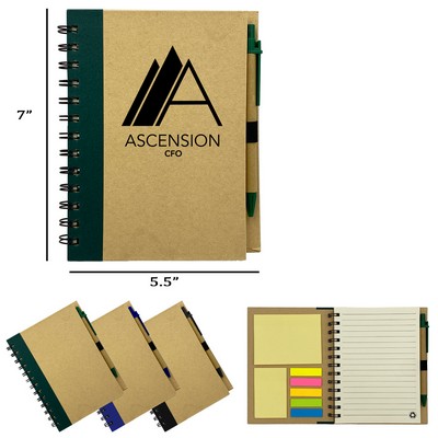 5 ? 7 Spiral Notebook with Pen ? Eco-Friendly Set