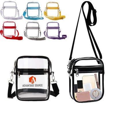 Stadium Approved Clear PVC Shoulder Crossbody Bag(7"x2.7"x9")