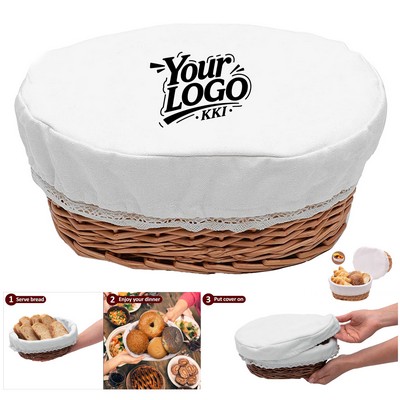 Rattan Picnic Basket with Lined Lid