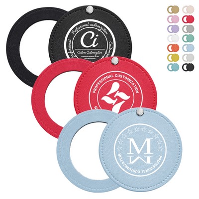Mini Portable Round PU Makeup Mirror