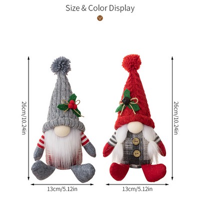 Christmas Nordic Sitting Gnome Figurine American Country Santa Knit Doll Plush Decoration
