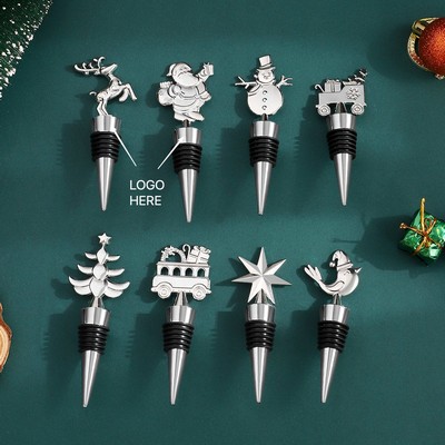 Christmas Party Wine Bottle Stopper Santa Train Star Red Wine Preservation Seal