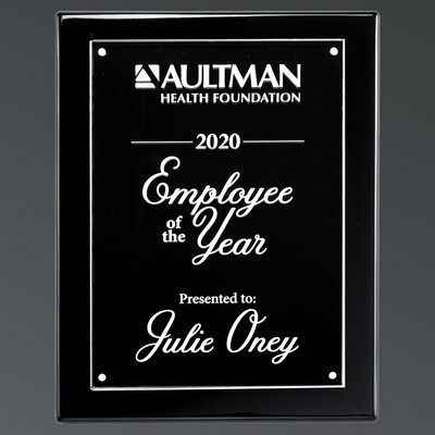 Ebony Piano Finish Rectangle, Clear Acrylic Plate w/Corner Magnets, Medium (8"x10")