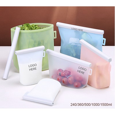 Silicone Food Storage Bag Resealable Seal Fresh Keeping Bag Home Use 240-1500ml