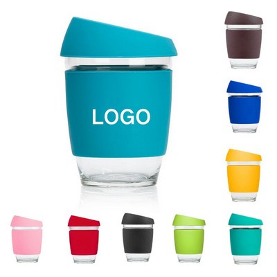 12oz Silicone Heat-Resistant Borosilicate Glass Coffee Cup