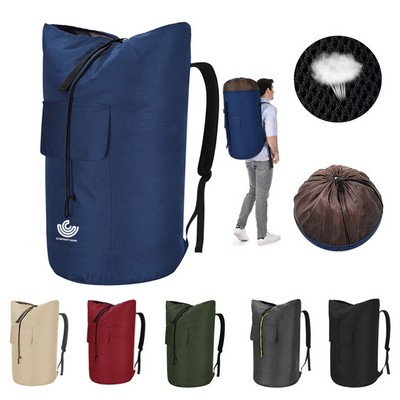 College Heavy Duty Camping Collapsible Laundry Backpack Bag
