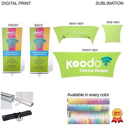 Supreme Tradeshow Package, Double sided Pull up Banner (DP783) + Stretch fit tablecloth 6' (SU577