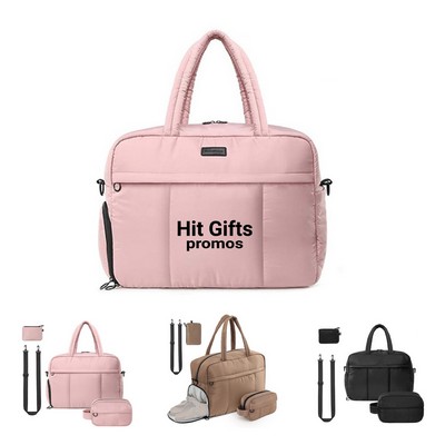 Puffer Duffle Bag with Shoe Compartment