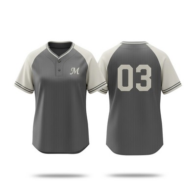Women's Sublimation 2-Button Baseball Jersey - Birdseye Mesh