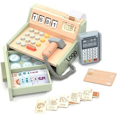 Wooden Cash Register for Kids Role Play Shop Accessories for Children