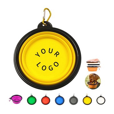 TPE Collapsible Dog Bowl With Metal Carabiner Attachment Portable Design