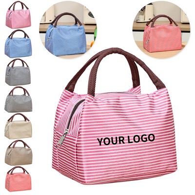 Oxford Fabric Striped Insulated Lunch Bag