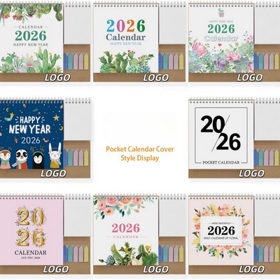 2026 Coil Standing Page Flip Desktop Calendar w/ Labels and Memos