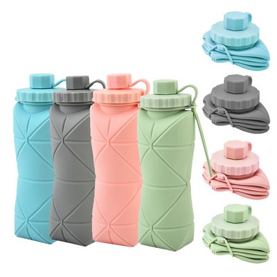 Custom Collapsible Silicon Light Weight Water Bottle 600ML