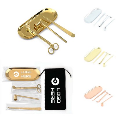 4-In-1 Candle Care Accessory Gift Set With Flannel Pouch