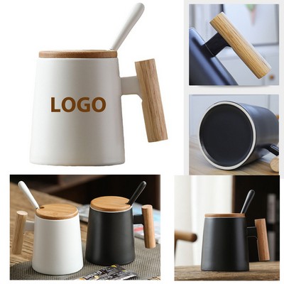 15OZ Wood-Handle Ceramic Mug