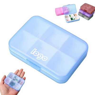 Portable Cross Pattern Six-Compartment Transparent Pill Box