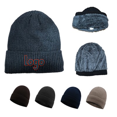 Thick Deer Plush Fleece Knit Winter Beanie