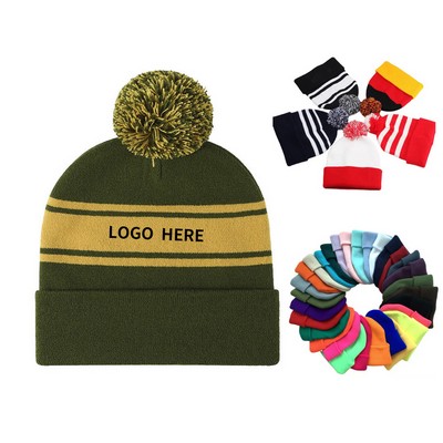 Unisex Acrylic Winter Pom Hat