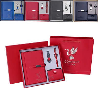 4-in-1 Notebook Pen Card Holder & Keychain Set