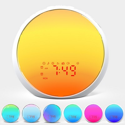 Smart Sunrise Wake-Up Alarm Clock with FM Radio 7-Color LED Atmosphere Light, Nature Sounds