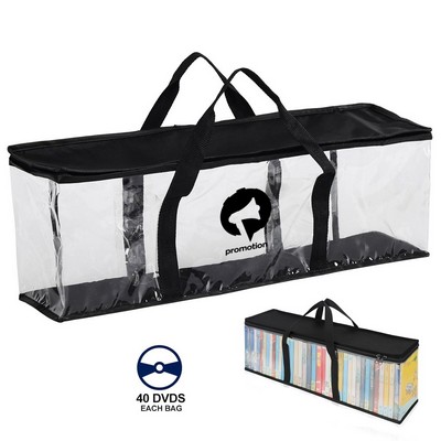 Large Clear PVC DVD Storage Bag w/ Handles