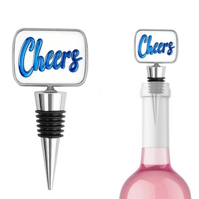Round Rectangle Resin Sticker Metal Wine Stopper