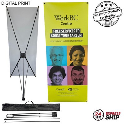 24Hr Express Ship - Tripod Banner with Graphics, 33.5x80, and Bag. NO SETUP CHARGE