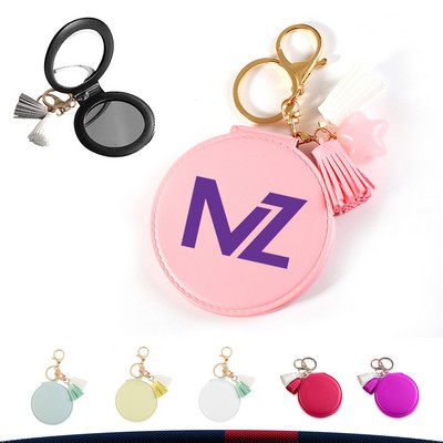 Tassel Keychain Compact Mirror