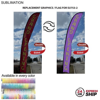 24Hr Express - Replacement Flag for 19' X-Large Feather Flag Kit, Full Color Graphics Double Sided