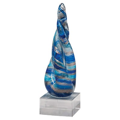 Twist Blue & Teal Art Glass w/Gold Metallic Accent on Base - AGAR108