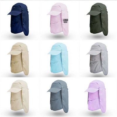Foldable Sun Cap With Face Mask Neck Flap