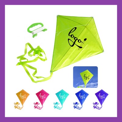 Full Color Printed Diamond Kite with Long Tail