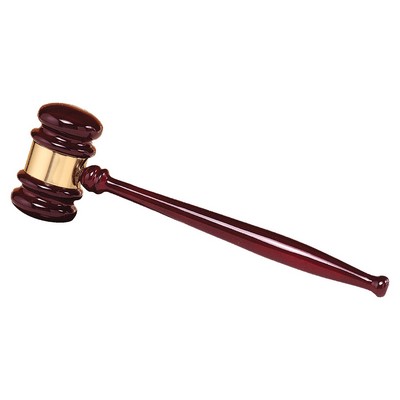 Rosewood Piano Finish Gavel with a Gold Gavel Band - GVL15