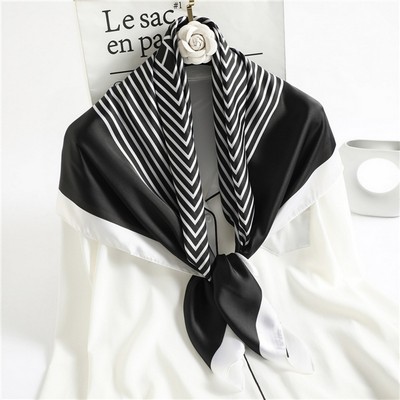 Custom 35.5" x 35.5" Polyester Satin Silk Feeling Headband Women's Square Neck