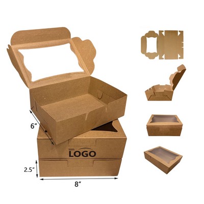 Kraft Paper Bakery Pastry Box with Window