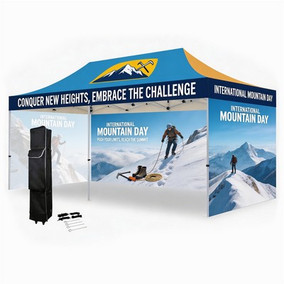 10' X 20' Hex Aluminum Frame w/ Full Color Canopy + 3 Full Walls