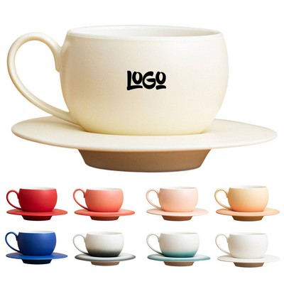 8.8 Oz Ceramic Coffee Cup Set With Saucer