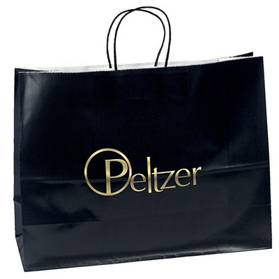 Aubrie™ - Gloss Shopper - Black Bag - Foil Print