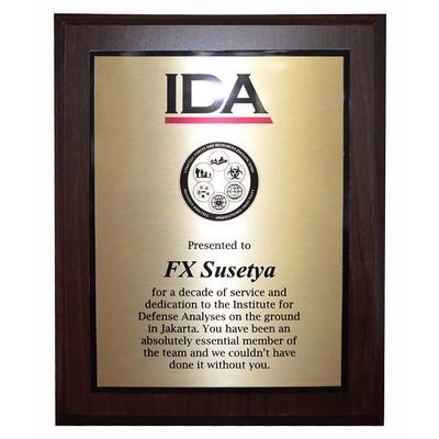 Standard Simulated Walnut Plaque w/ Sublimated Imprint - 1 Color (8"x10")