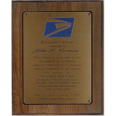 Solid Walnut Plaque w/ Full Size Engraving Plate (4"x6")
